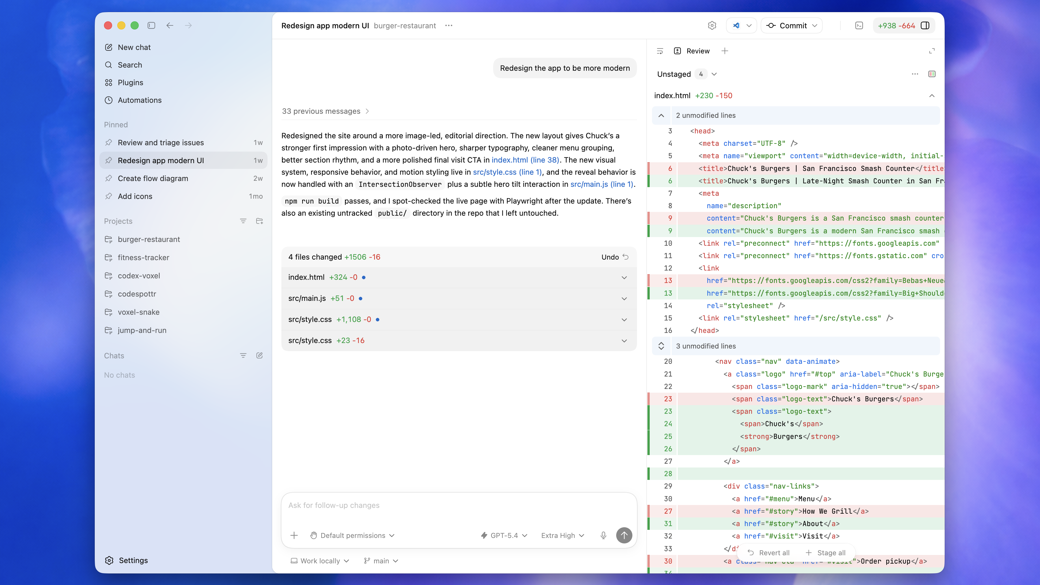 Codex App workspace